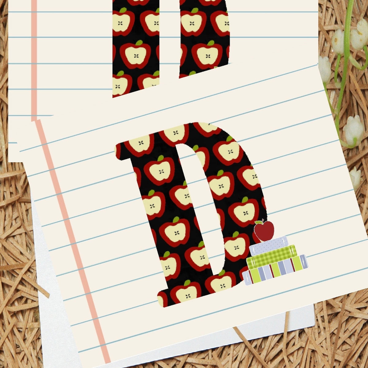 Apple Monogram Notecard Printable