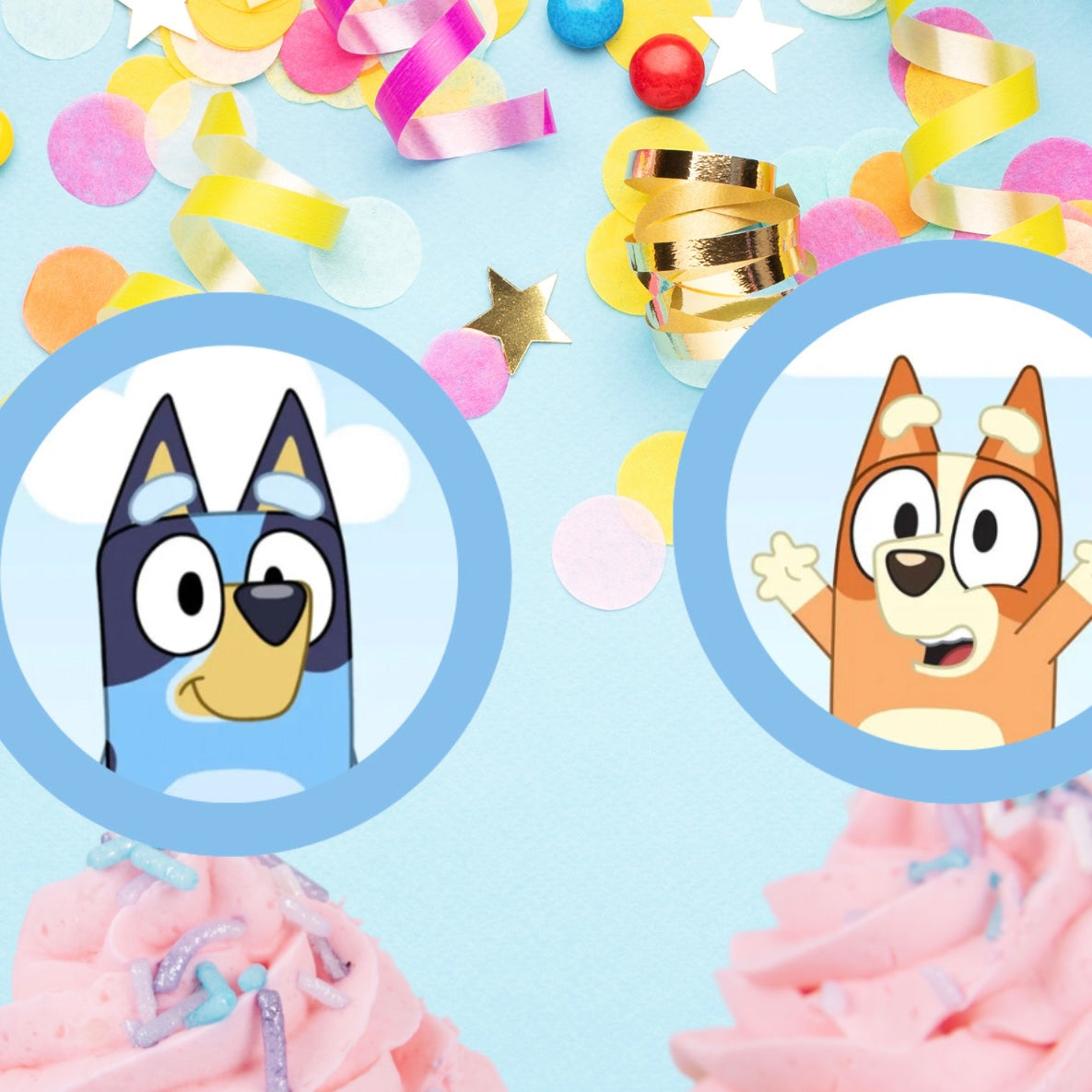 Bluey birthday Printable Cupcake Toppers