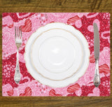 Valentine Red and Pink Glitter Hearts Placemat, 1pc