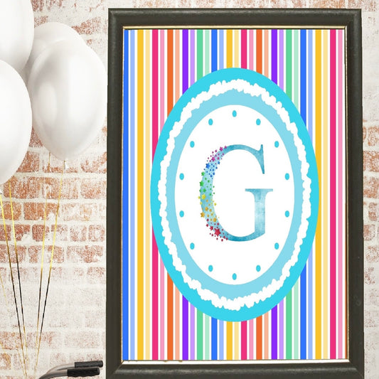 Bright Stripes Monogram Print