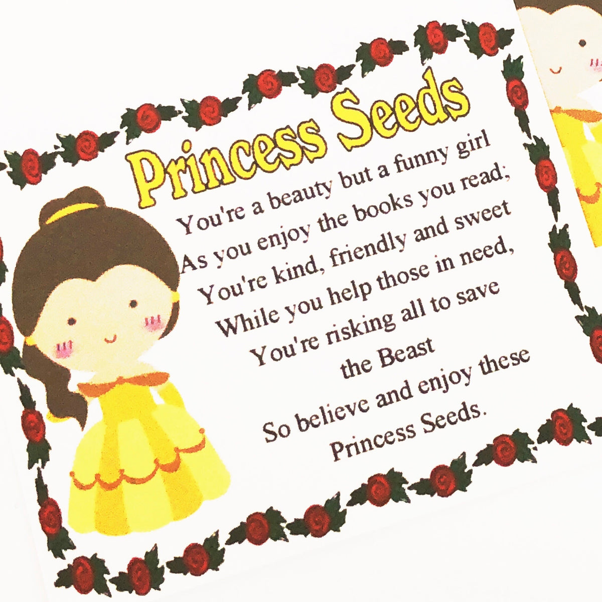 Belle Princess Seeds Bag Topper Printable