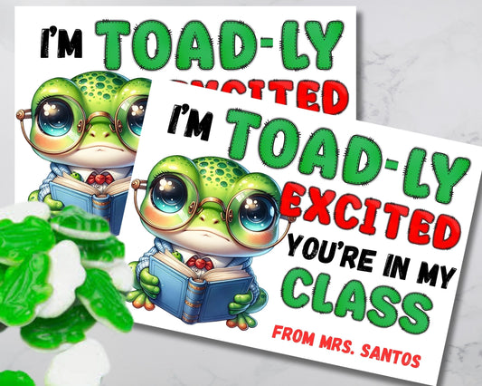 Toadly Excited Youre in my Class Bag Topper Printable Teacher Gift