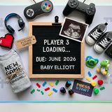 Player 3 Gamer Baby Announcement Canva Template