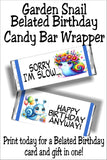 Snail Belated Birthday Candy Bar Wrapper Card Printable