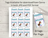 Little Mermaid Custom Name Thank You Gift Tag Canva Template Printable