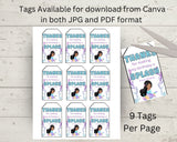 Little Mermaid Custom Name Thank You Gift Tag Canva Template Printable