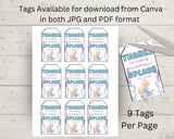 Little Mermaid Custom Name Thank You Gift Tag Canva Template Printable
