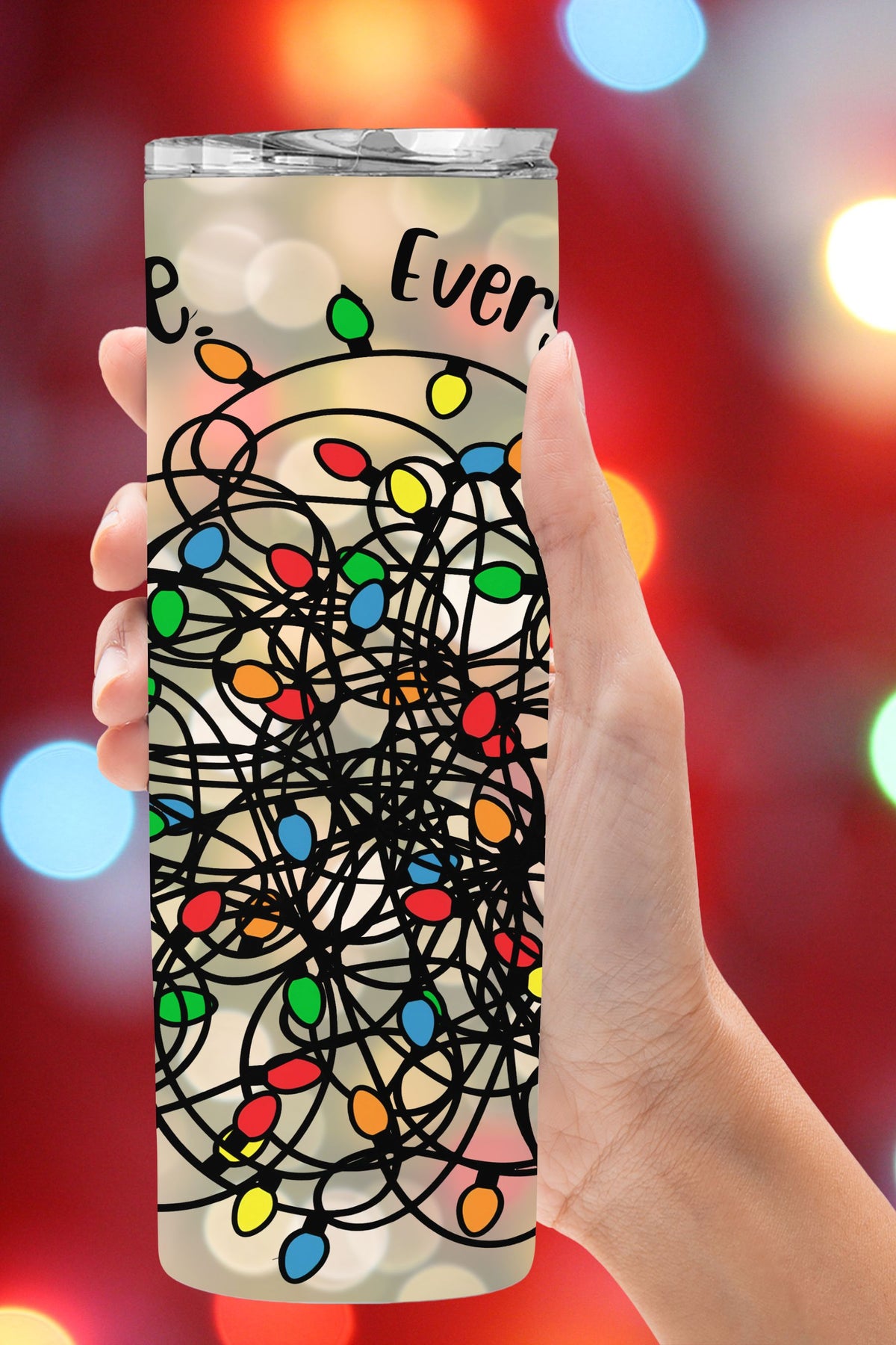 Everything is Fine Tangled Christmas Lights 20 ounce Stainless Steel Tumbler
