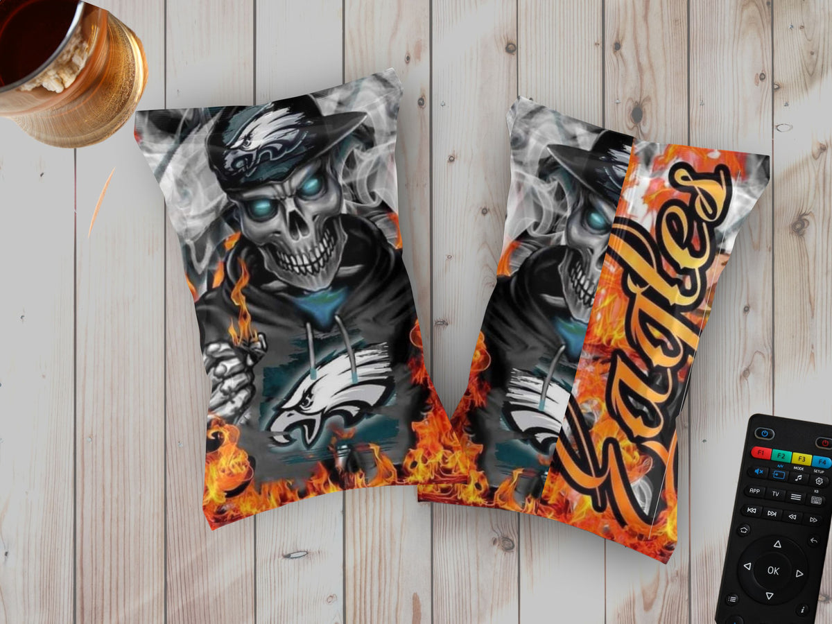 Philadelphia Eagles Fire Skeleton Chip Bag Printable