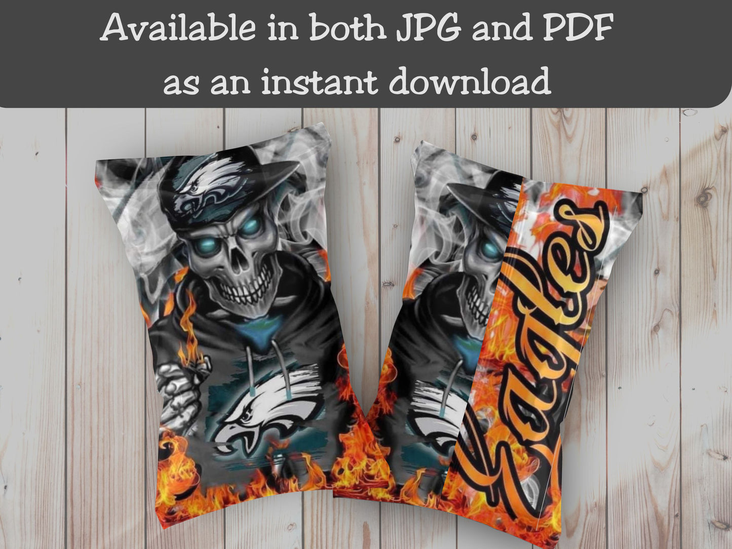 Philadelphia Eagles Fire Skeleton Chip Bag Printable