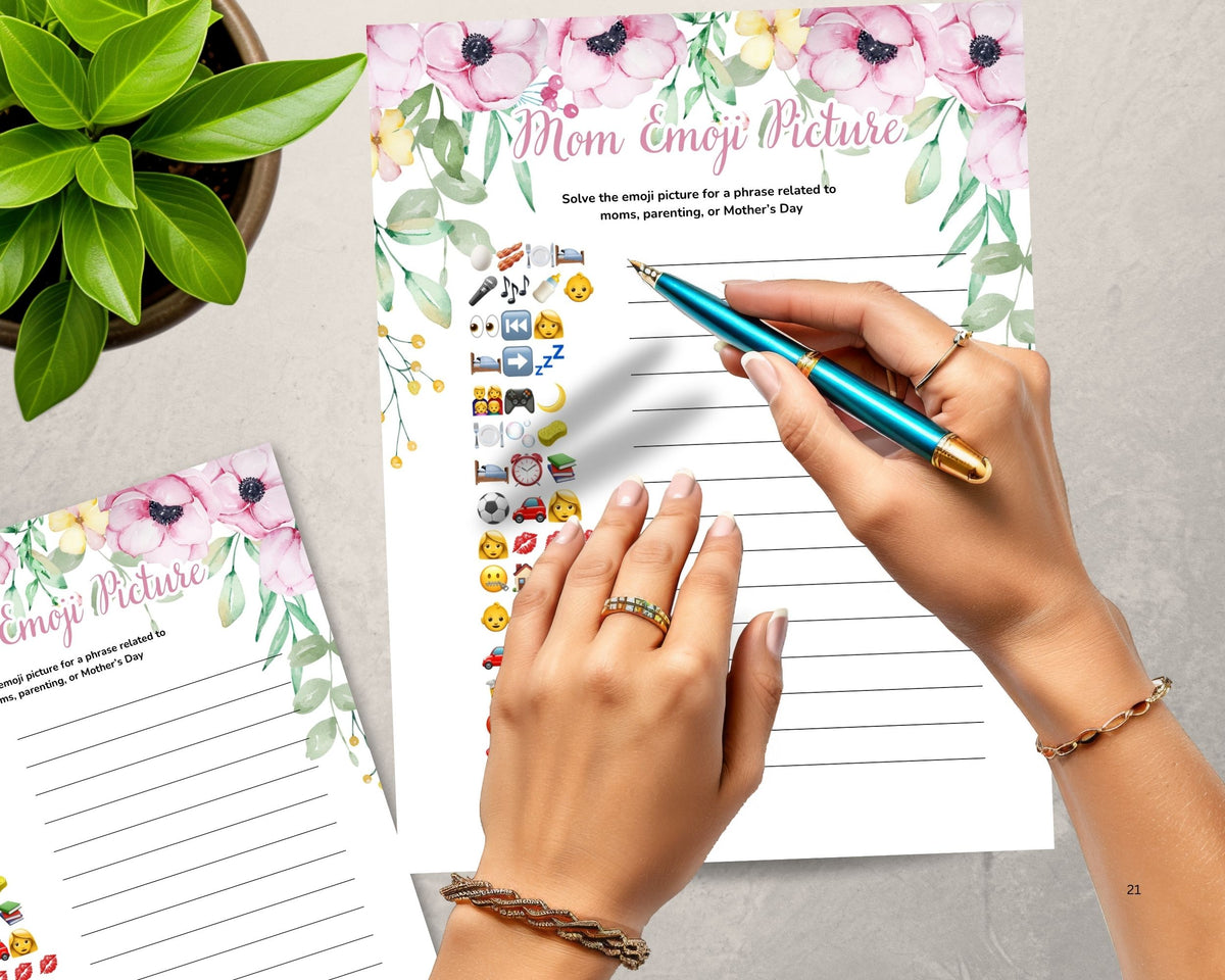 Mom Printable Games for Mothers Day or Pink Flower Baby Shower