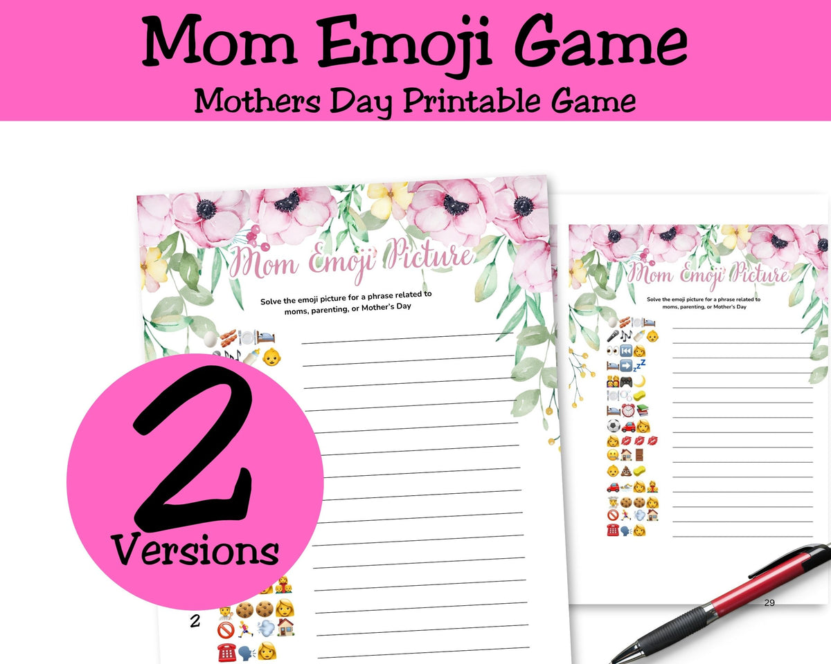 Mom Printable Games for Mothers Day or Pink Flower Baby Shower