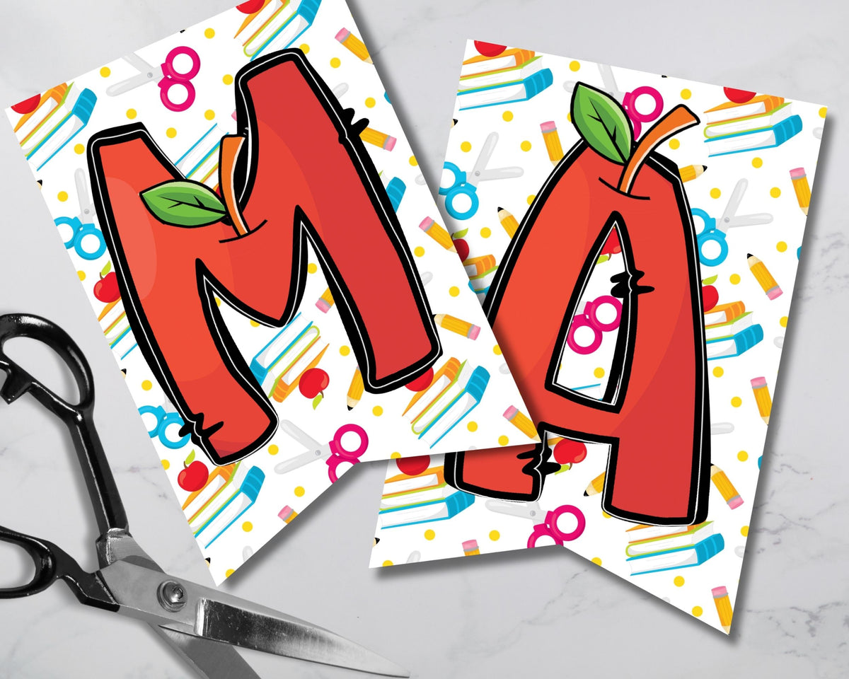 Apple Alphabet School Pennant Banner Printable