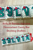 Holly and Berries Alphabet Hershey Candy Bar Wrapper Stocking Stuffer Printable