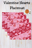 Valentine Red and Pink Glitter Hearts Placemat, 1pc