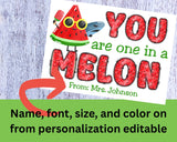 One in a Melon Canva Template Personalizable Bag Topper Printable