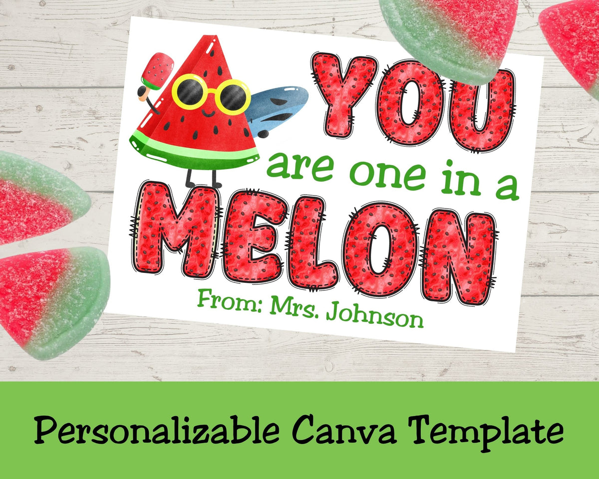 One in a Melon Canva Template Personalizable Bag Topper Printable