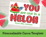One in a Melon Canva Template Personalizable Bag Topper Printable