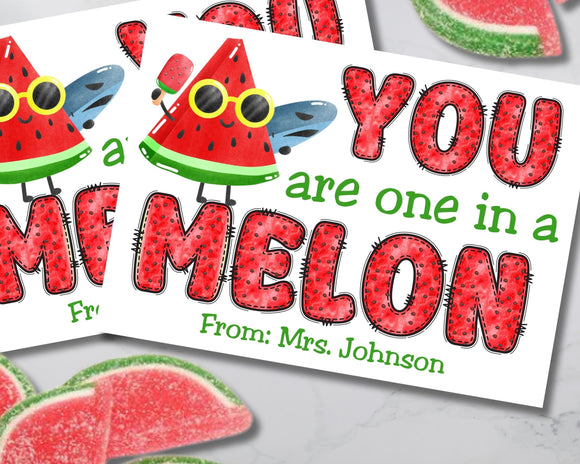 One in a Melon Canva Template Personalizable Bag Topper Printable