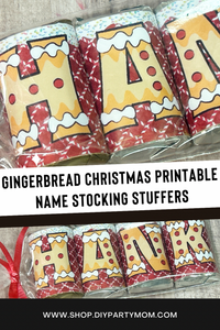 Gingerbread Christmas Alphabet Hershey Candy Bar Wrapper Stocking Stuffer Printable