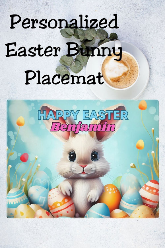 Personalized Blue Easter Bunny Easter Placemat