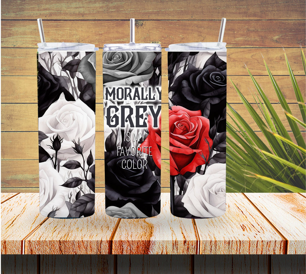 Morally Grey Roses Tumbler with Personalized Name   *721