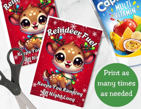 Reindeer Fuel Christmas Printable Capri Sun Label
