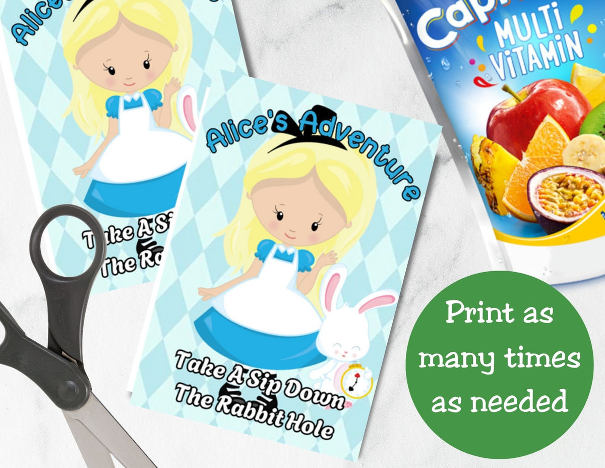Alice in Wonderland Capri Sun Printable Labels