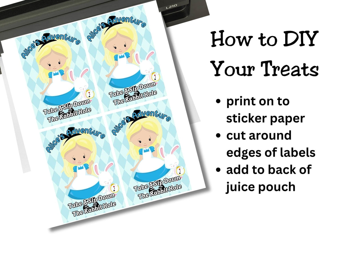 Alice in Wonderland Capri Sun Printable Labels