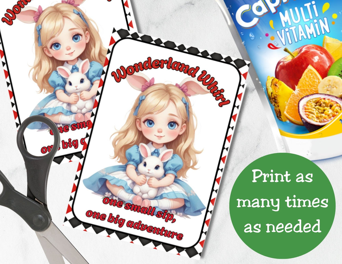 Cute Wonderland Capri Sun Printable Labels