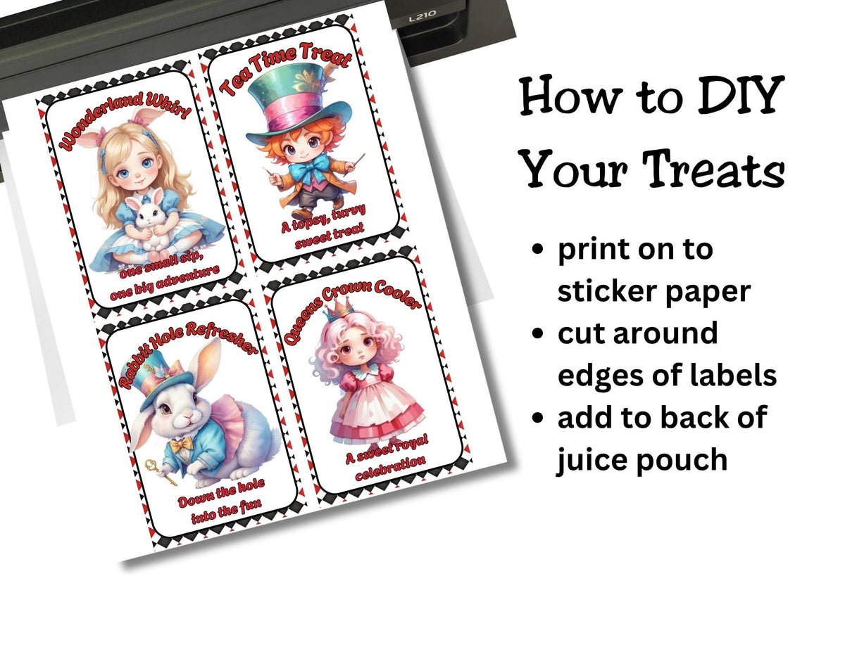 Cute Wonderland Capri Sun Printable Labels