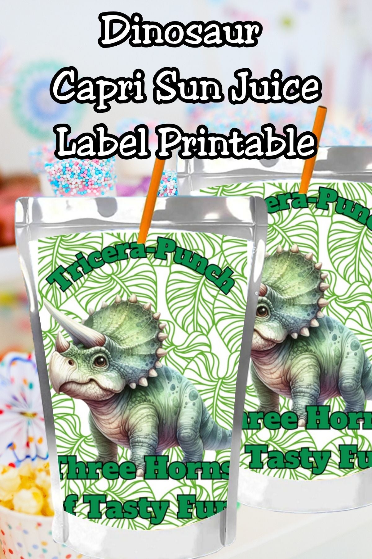 Dinosaur Capri Sun Label Printable