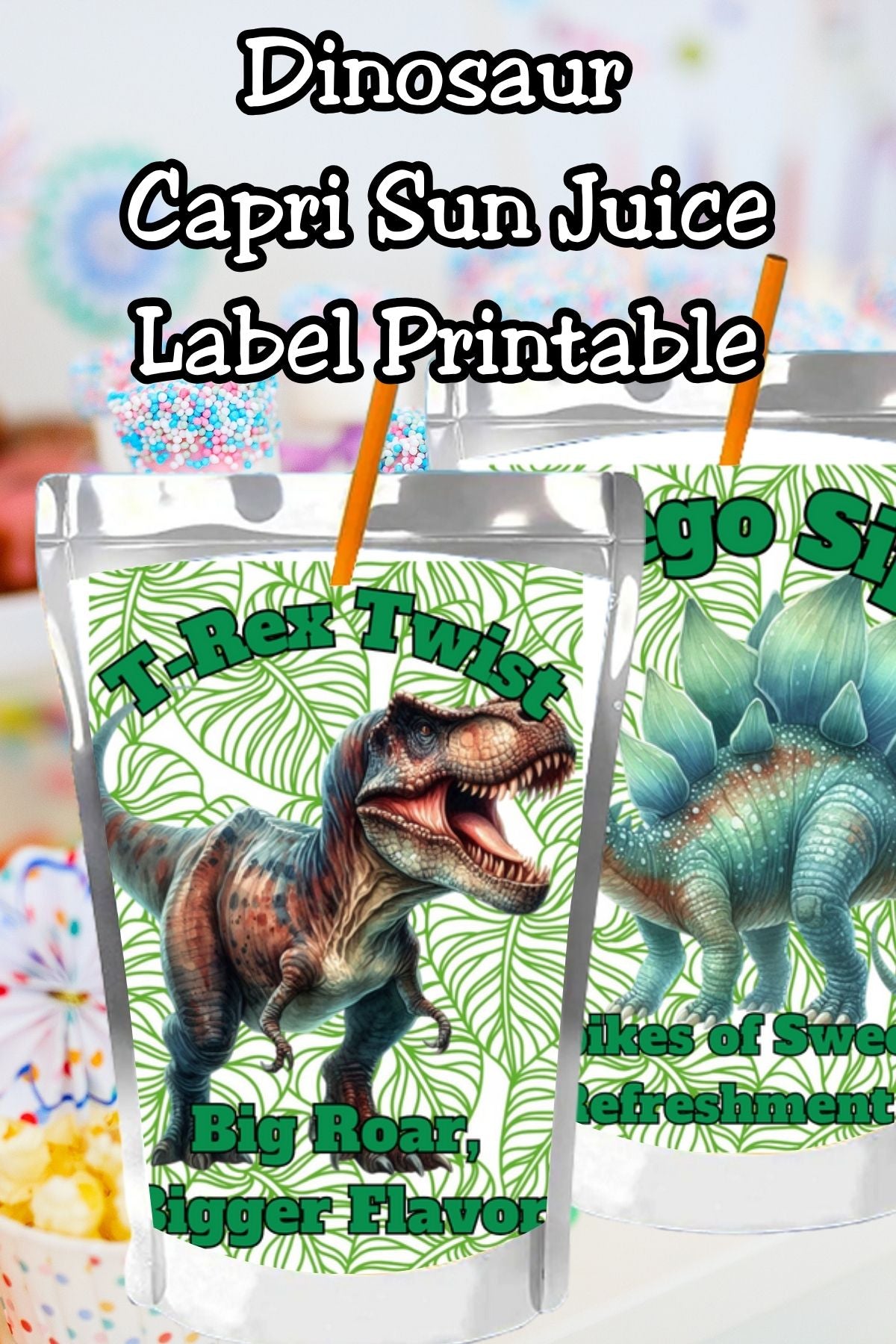 Dinosaur Capri Sun Label Printable