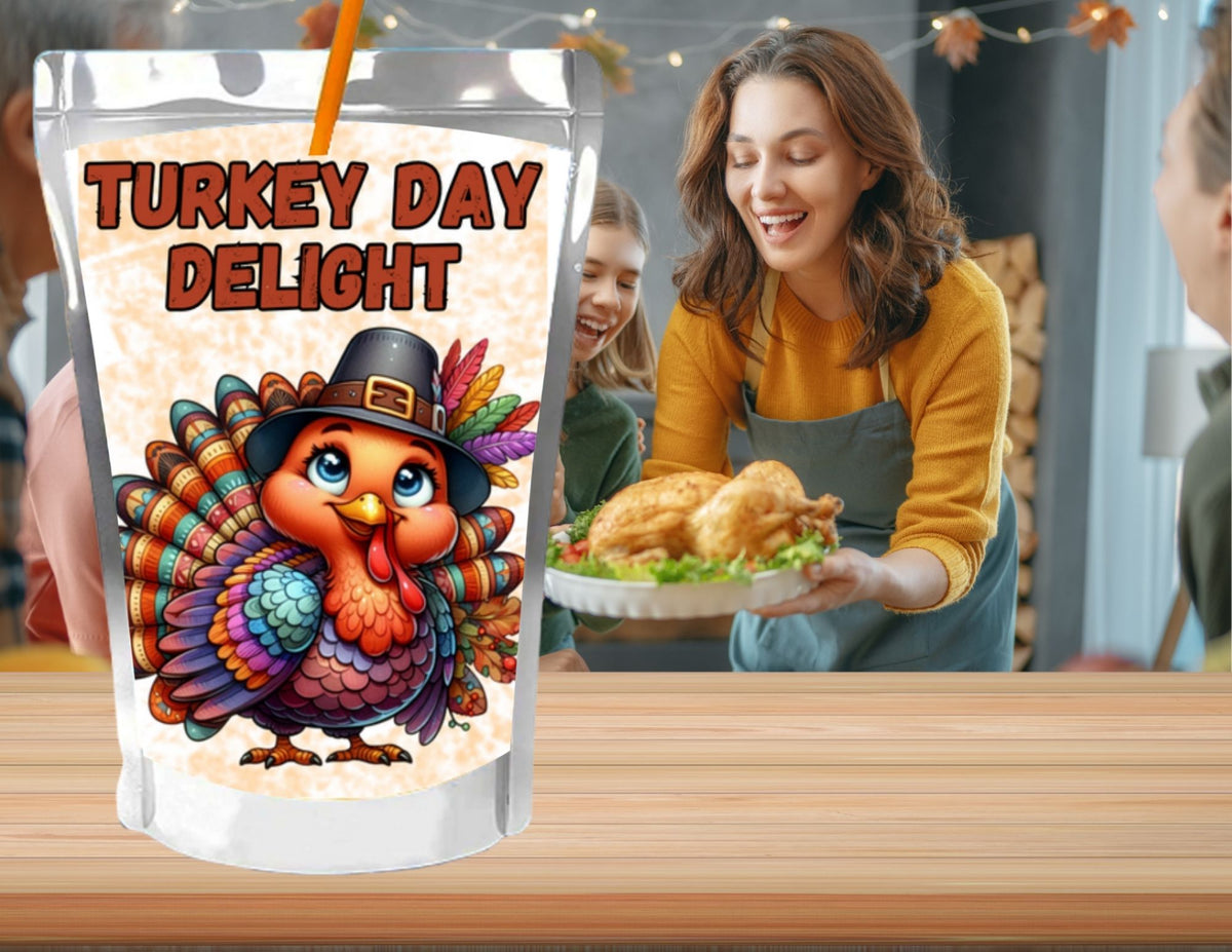 Turkey Day Delight Thanksgiving Capri Sun Label Printable