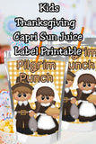 Pilgrim Punch Thanksgiving Capri Sun Label Printable