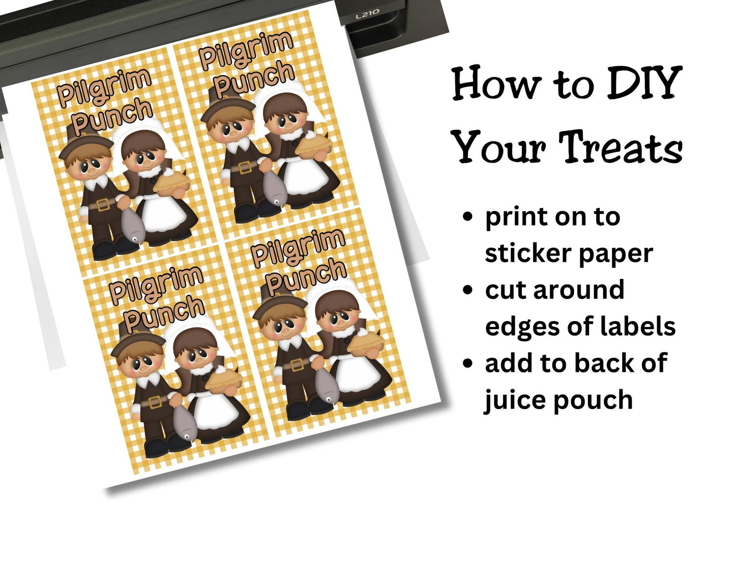 Pilgrim Punch Thanksgiving Capri Sun Label Printable