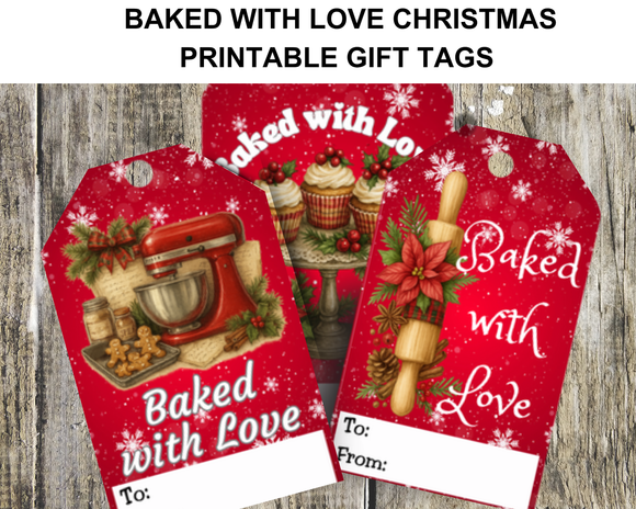 Baked With Love Christmas Printable Gift Tags