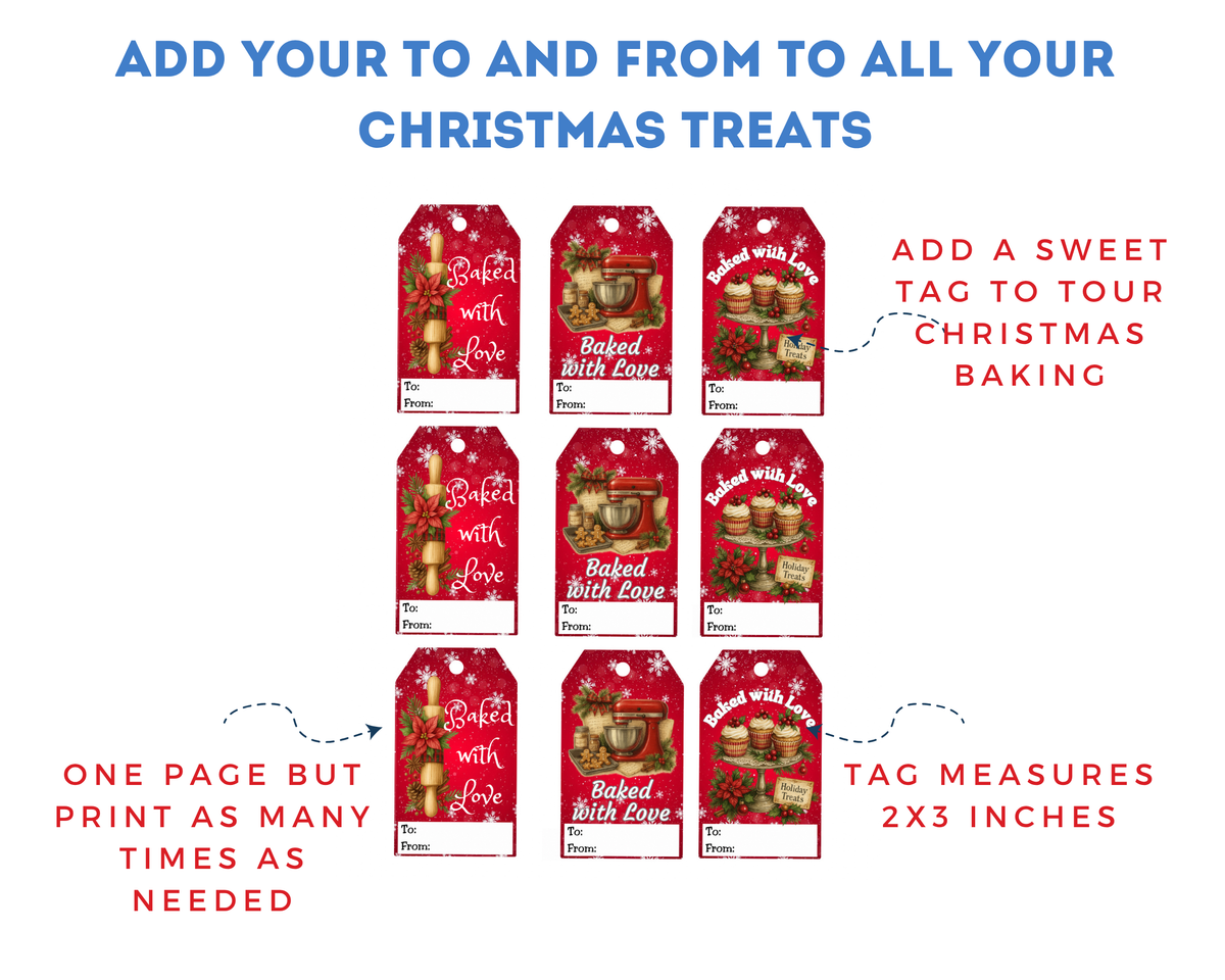 Baked With Love Christmas Printable Gift Tags
