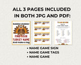 Thanksgiving Turkey Name Game Printable Set