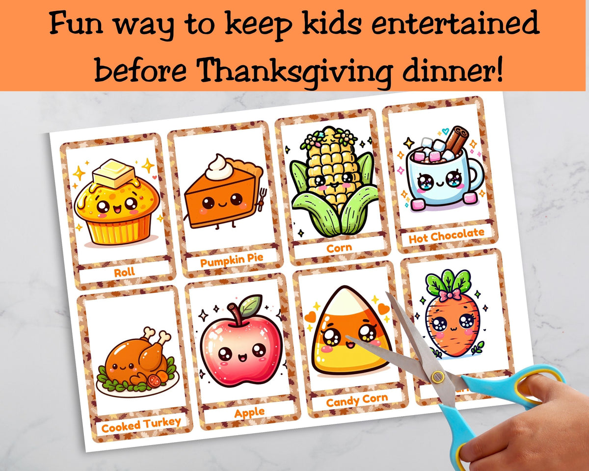 Thanksgiving Kids Memory Matching Game Printable