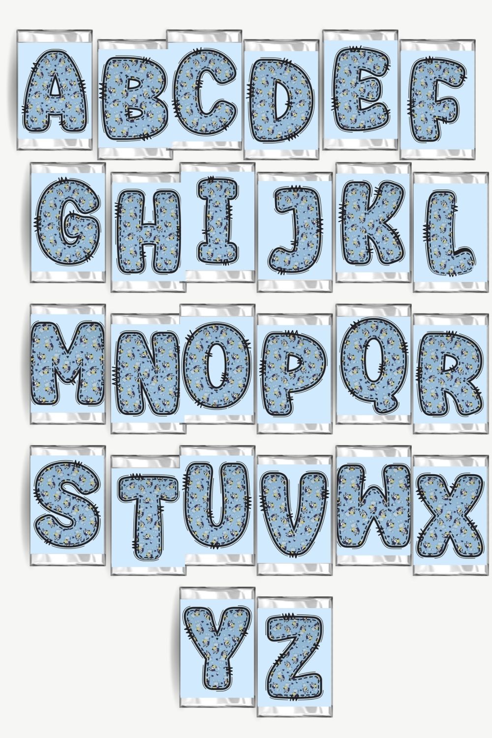 Bluey Filled Alphabet Hershey Candy Bar Wrapper Printable