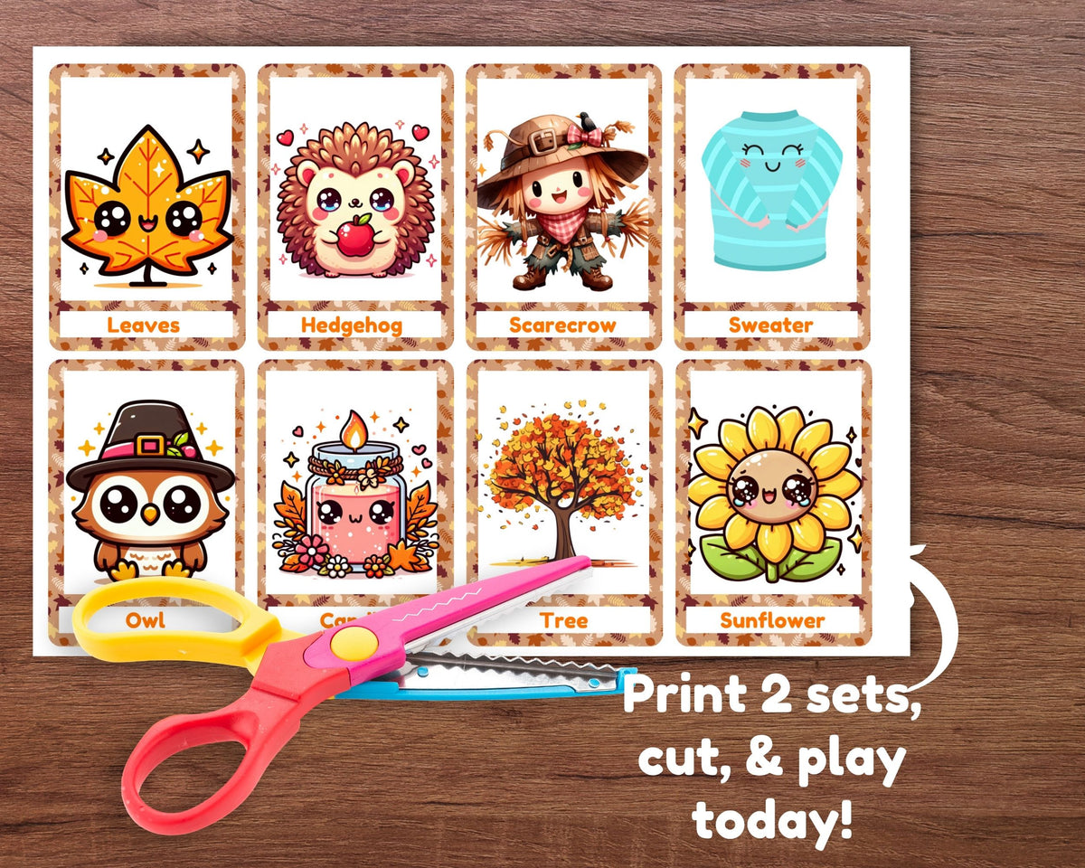 Thanksgiving Kids Memory Matching Game Printable