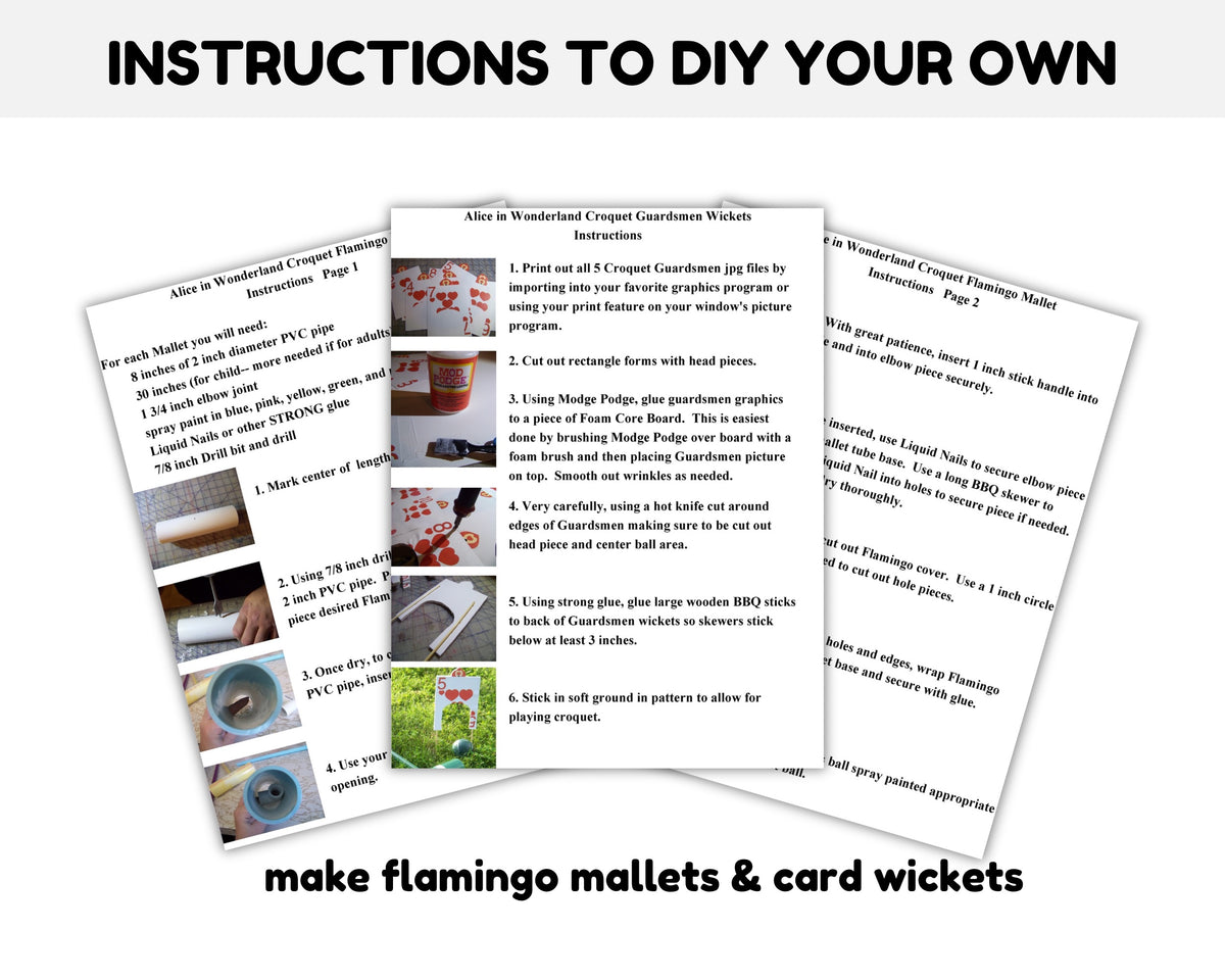 Alice in Wonderland DIY Croquet Instructions and Printable