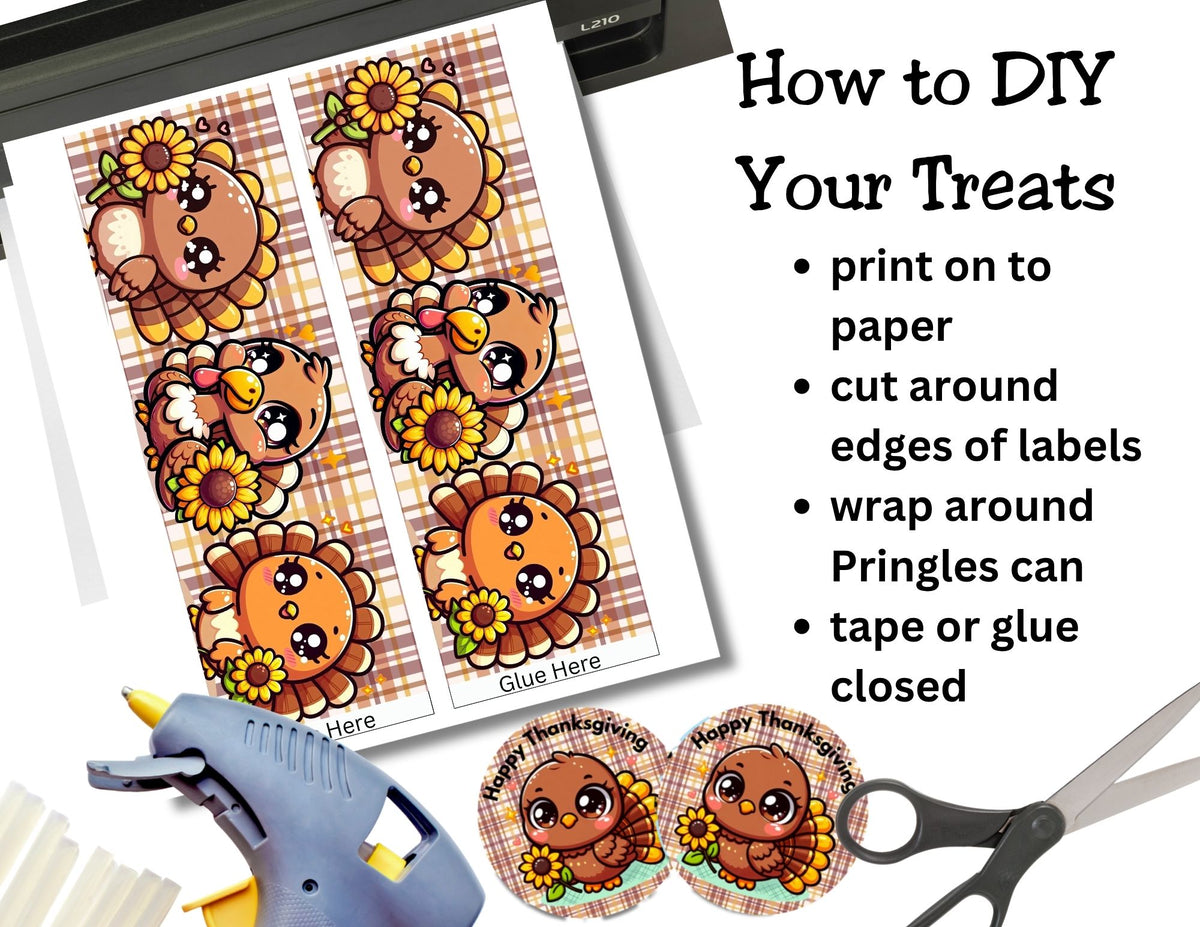 Thanksgiving Pringles Can Label Printable – Cute Turkey Party Favor