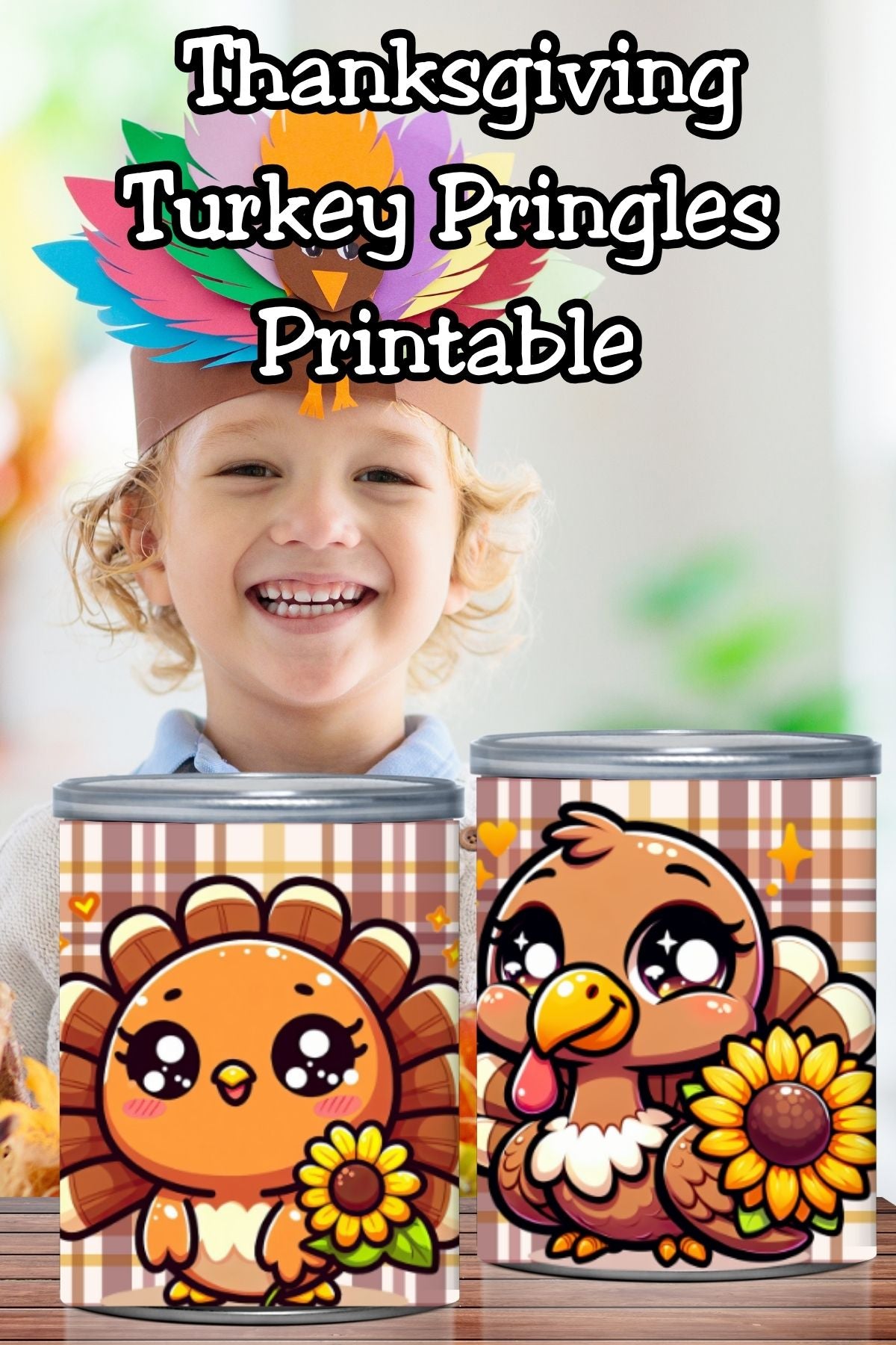 Thanksgiving Pringles Can Label Printable – Cute Turkey Party Favor