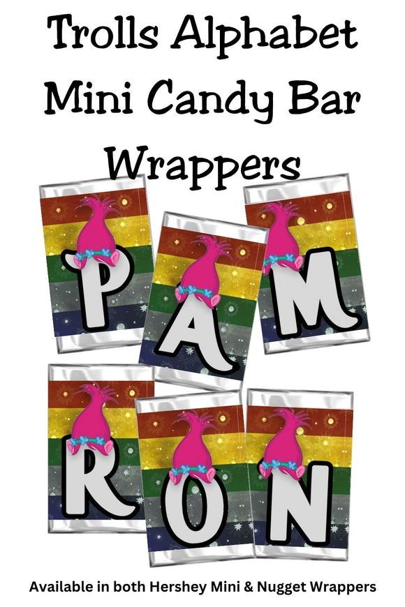 Trolls Poppy Alphabet Hershey Candy Bar Wrapper Printable