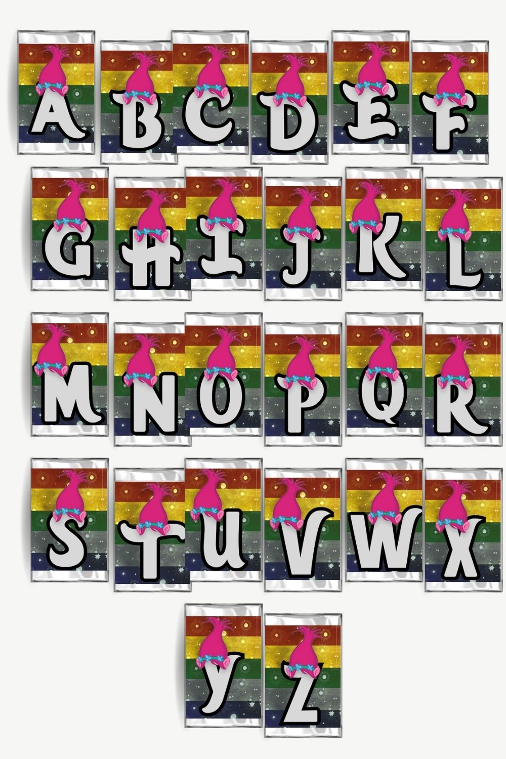 Trolls Poppy Alphabet Hershey Candy Bar Wrapper Printable