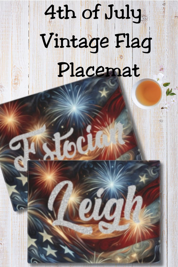 Patriotic Vintage Flag Custom placemat for 4th of July name place mat personalized USA holiday table mat dinner table decoration