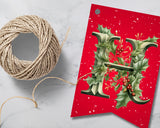 Holly & Berry Christmas Pennant Banner Printable (A–Z Letters)