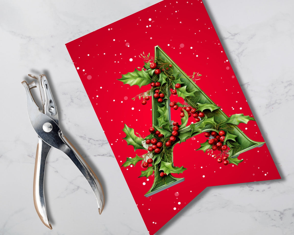 Holly & Berry Christmas Pennant Banner Printable (A–Z Letters)